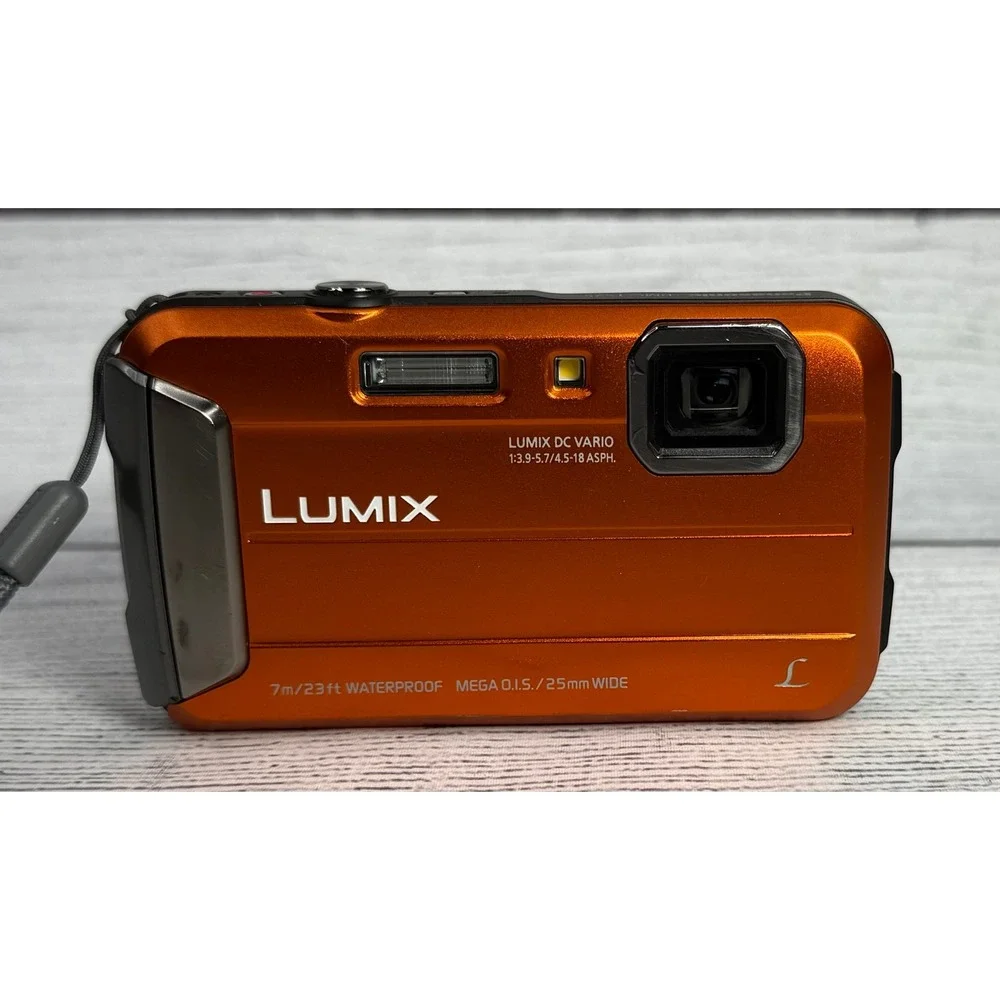 Panasonic Lumix DMC TS25 Orange Waterproof 16.1 MP Digital‎ Camera 64GB SD Card